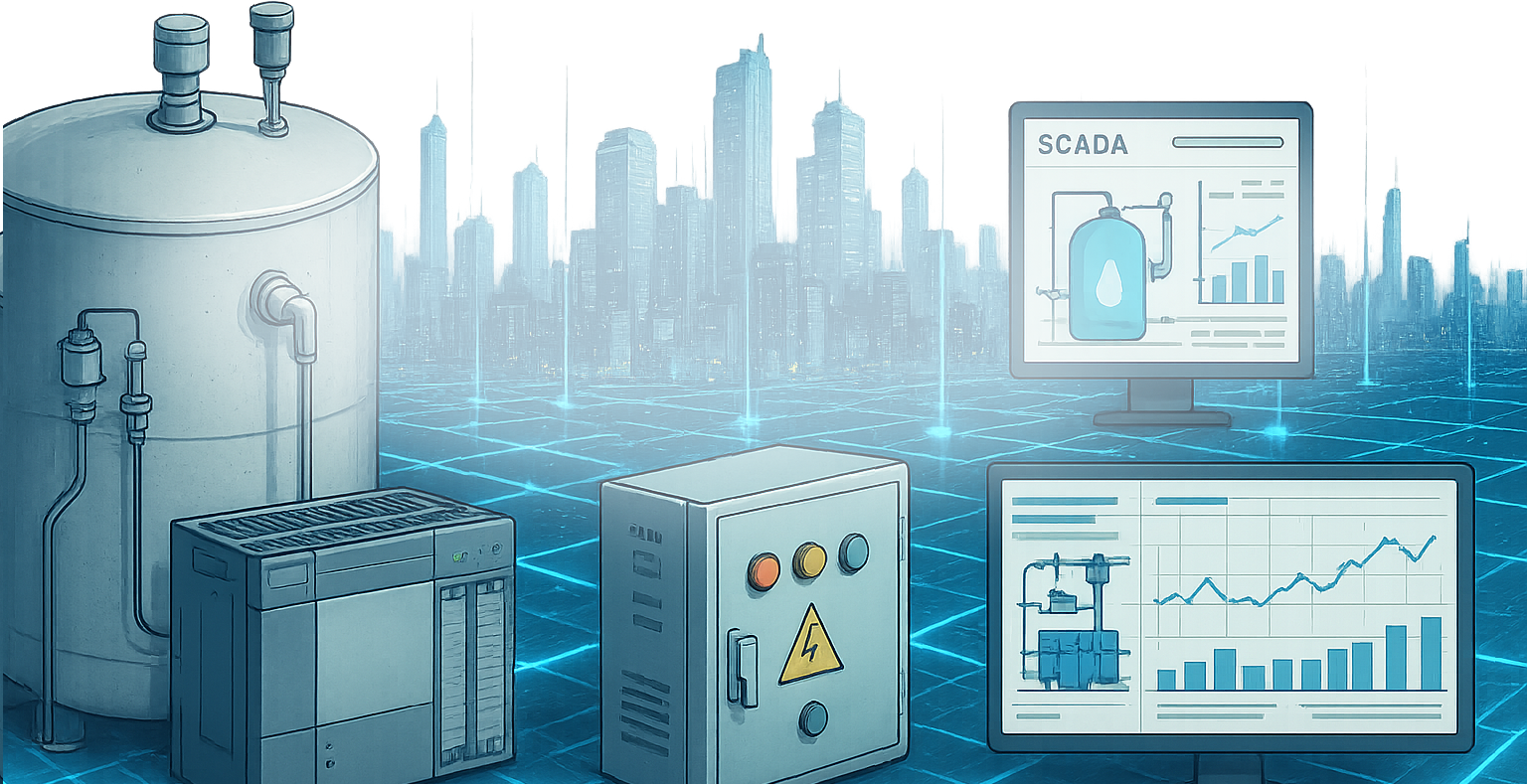 Ilustración de sistema de agua digitalizado